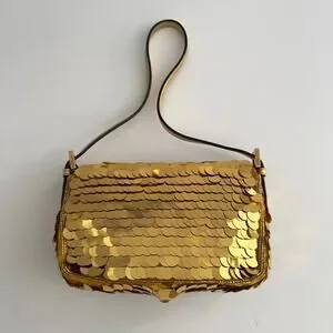 Fendi Mini Gold Sequin Baguette