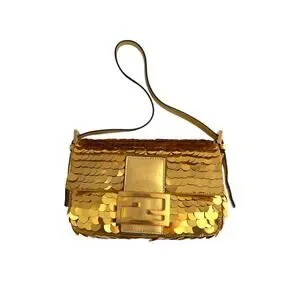 Fendi Mini Gold Sequin Baguette