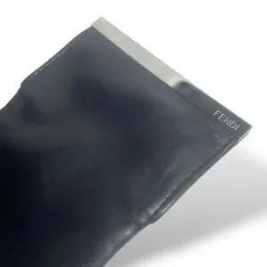 Fendi Soft Eyeglass / Sunglass Case Black Soft Leather Magnetic Logo 6.75 X 4"