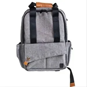 Ferlin Large Capacity Unisex Backpack Diaper Bag With Stroller Straps Gray Black