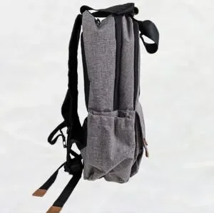 Ferlin Large Capacity Unisex Backpack Diaper Bag With Stroller Straps Gray Black