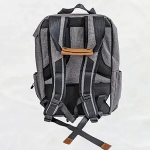 Ferlin Large Capacity Unisex Backpack Diaper Bag With Stroller Straps Gray Black