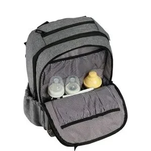 Ferlin Large Capacity Unisex Backpack Diaper Bag with Stroller Straps Gray Black