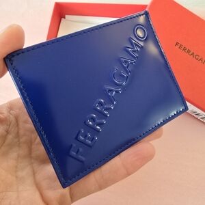 Ferragamo Leather Card Case Lapis Blue