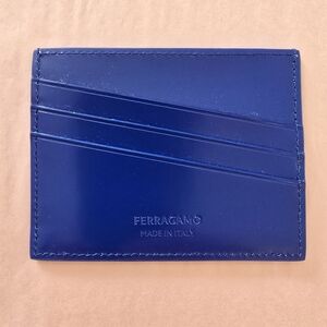 Ferragamo Leather Card Case Lapis Blue