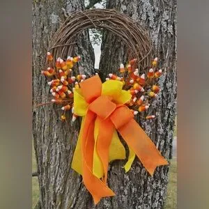 Festive Orange and Yellow Candy Corn Wreath