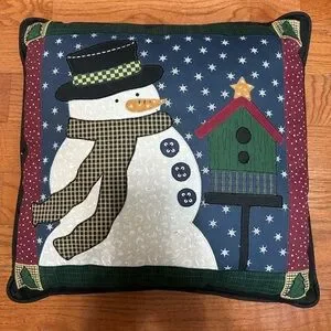 Festive Snowman Holiday decorative Throw Pillow 17” X 15.5” Approx