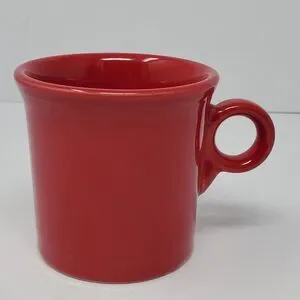 Fiestaware Scarlet Red Ring Handle Coffee Mugs Homer Laughlin USA EUC