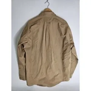 Filson Men Cotton Shirt Beige/Brown Extra Long Size L Made In USA