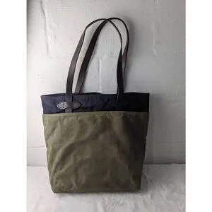 Filson Vintage Two Tone Tote Bag Canvas Green Navy W Pockets **Distressed Stains