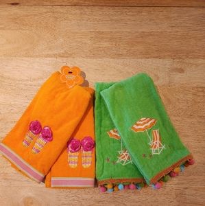 FINGERTIP TOWEL SET (2) - Orange/Pink 