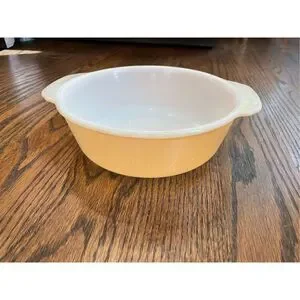 Fire King Peach Lustre Casserole Vintage MCM 11 1 1/2 Quart Round Doub