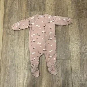 Firsts By Petit Lem Floral Lily Pad Onesie