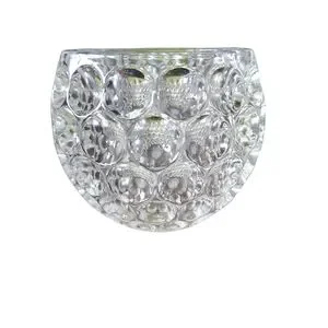 Fitz and Floyd Round Optic Heavy Crystal Votive Candle Bowl 4 3/8 Diam