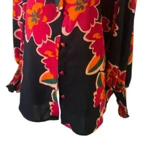 Floral Black And Red Women's Top / 2X
