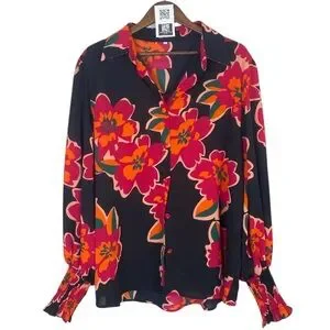 Floral Black and Red Women's Top / 2X