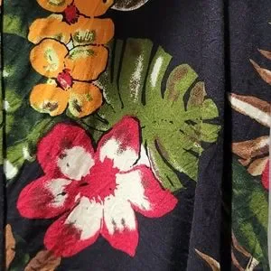 FLORAL BLACK MAUI MINI SKIRT BUTTON DOWN SERENDIPITY BOHO FLOWY MINIMALIST SZ XL