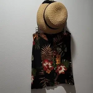 FLORAL BLACK MAUI MINI SKIRT BUTTON DOWN SERENDIPITY BOHO FLOWY MINIMALIST SZ XL