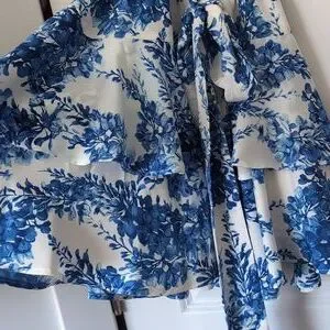 Floral Blue Tie Layered Dress