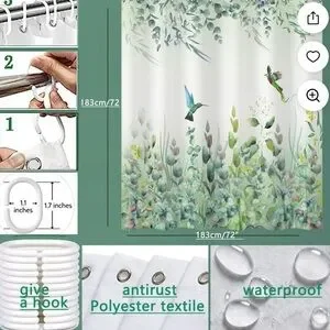 Floral Hummingbird Shower Curtain