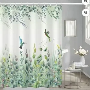 Floral Hummingbird Shower Curtain