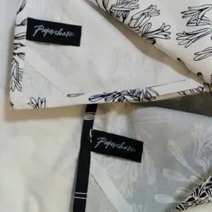 Floral Print Kitchen / Tea Towels In Black And White
