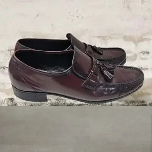 Florsheim Dress Casual Slip-on Tassel Loafers Burgundy Men's 11 D Leathe…
