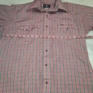 Flying R Ranchwear Western Shirt Long Sleeve Pearl Snap Red Black Plaid 16x34