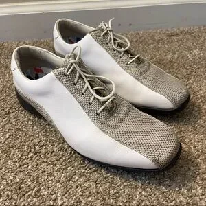 FootJoy LoPro Women's Leather Golf Shoes 97208 Snake Taupe & White Size 7.5M