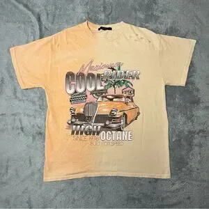 Forever 21 Cool Rider Graphic Tee Vintage Car Print Distressed Shirt Size Medium