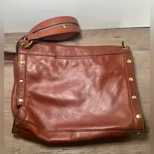 Fossil Allie ZB7896 Brandy Leather Satchel Shoulder Handbag Brass Hardware