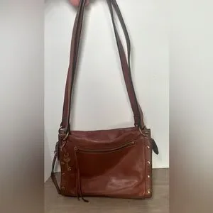 Fossil Allie ZB7896 Brandy Leather Satchel Shoulder Handbag Brass Hardware