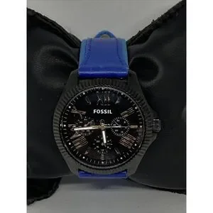 Fossil AM4591 Women's Blue Leather Analog Black Dial Quartz Genuine Watch XX353