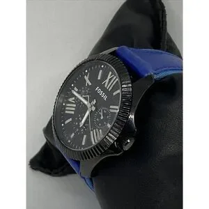 Fossil AM4591 Women's Blue Leather Analog Black Dial Quartz Genuine Watch XX353