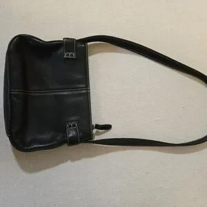 Fossil Black Leather Shoulder Bag Satchel Purse Handbag