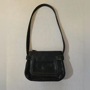 Fossil Black Leather Shoulder Bag Satchel Purse Handbag