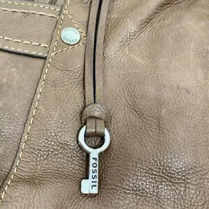 FOSSIL Brown Pebbled Leather Purse Slouchy Hobo Cinch Bag Pleated Vintage ZB2133