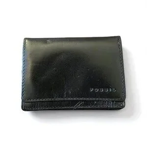 Fossil Men's Cason Gusseted Slim Card Case Front Pocket Black NWT