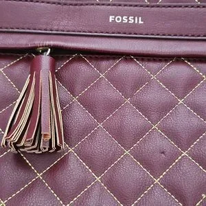 Fossil Sherri Burgundy Quilted Laptop Backpack