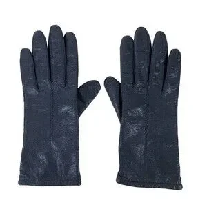 Fownes Vintage Perforated Classic Leather Lined Black Gloves Lightweight Soft 7