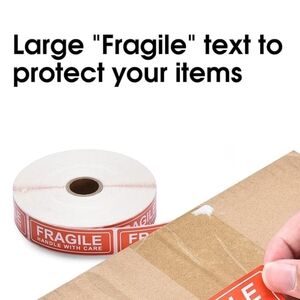 Fragile Handle With Care Labels - 200 Count - 1" X 3" - Red White