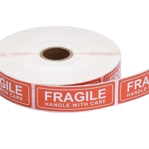 Fragile Handle With Care Labels - 200 count - 1" x 3" - Red White