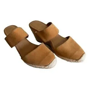 Franco Sarto Women's 9M Tan And Cream Closed Round Toe Espadrille Wedge Heel