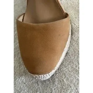Franco Sarto Women's 9M Tan And Cream Closed Round Toe Espadrille Wedge Heel