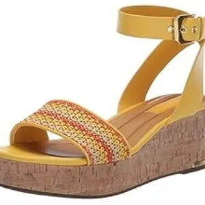 Franco Sarto Yellow Multi-Color Woven Wedges