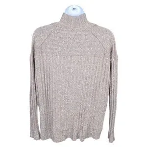 Free People Mock Neck Long Sleeve Ribbed Sweater Taupe XS #869