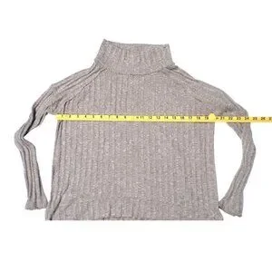 Free People Mock Neck Long Sleeve Ribbed Sweater Taupe XS #869