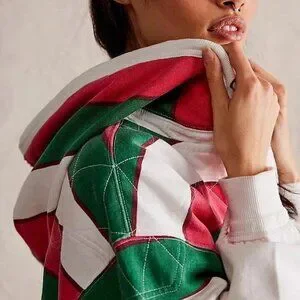 Free People We The Free Ry Zip Thru Hoodie Top Ribbed Cropped Cotton L 272259