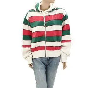 Free People We The Free Ry Zip Thru Hoodie Top Ribbed Cropped Cotton L 272259