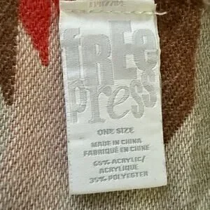 Free Press Aztec Print Scarf Wrap Shawl With Fringe Ends 67 X 26